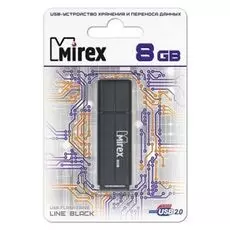 Накопитель USB 2.0 8GB Mirex LINE 13600-FMULBK08 чёрный (ecopack)