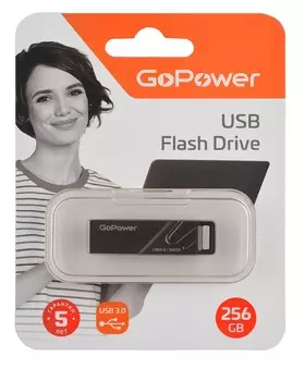 Накопитель USB 3.0 256GB GoPower 00-00027356 металл, черный графит