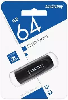 Накопитель USB 3.1 64GB SmartBuy SB064GB3SCK Scout чёрный