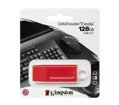 Накопитель USB 3.2 128GB Kingston KC-U2G128-7GR DataTraveler Exodia, красный