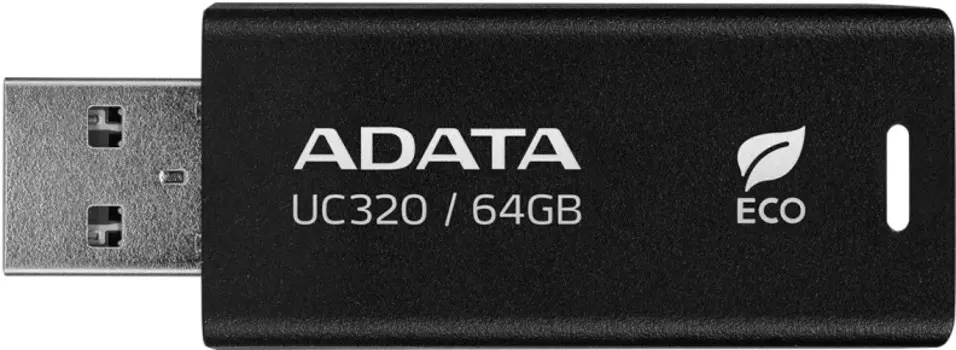 Накопитель USB 3.2 64GB ADATA UC320-64G-RBK/BK UC320, 100MB/s, черный выдвижной