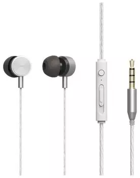 Наушники Ritmix RH-127M Silver 10мм, 20Гц-20кГц, 32 Ом, 95 дБ, микрофон, -42 дБ, кнопки: прием вызова/управление функциями телефона, регулятор громкос