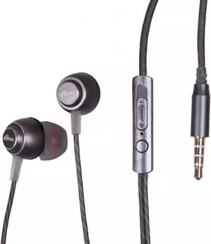 Наушники Ritmix RH-150M Space grey 10мм, 20Гц-20кГц, 16 Ом, 92 дБ, микрофон, -42 дБ, кнопки: прием вызова/управление функциями телефона, регулятор гро