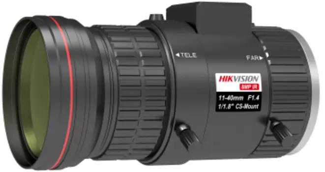 Объектив HIKVISION HV1140D-8MPIRA вариофокальный, 8Мп, 1/1.8", 11-40мм, F1.4-С, крепление CS, мин.рабочее расстояние 0.1м, АРД DC, ИК-коррекция