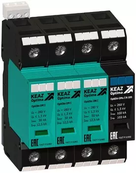 Ограничитель импульсных перенапряжений КЭАЗ 114275 OptiDin OM-I-3+Nu-280/12,5