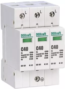 Ограничитель перенапряжений DEKraft 18017DEK 3P 40кА класс C 440В