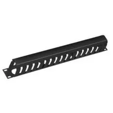 Органайзер 19, 1U Cabeus JB07-1U-BK кабельный с крышкой, металлический, цвет черный (RAL9004)