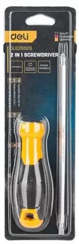 Отвертка Deli DL626150S двухсторонняя PH2+SL6x150мм Сталь Cr-V, общая длина 260 мм, длина хвостовика 150 мм, диаметр хвостовика 6,3мм