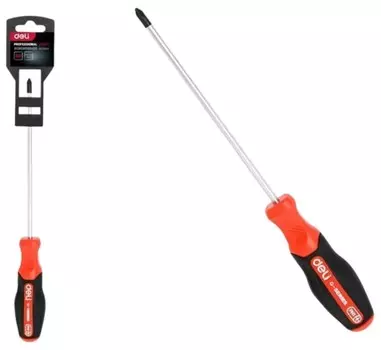 Отвертка крестовая Deli DL3455 PH0x150мм сталь S2, матовый стержень, двухкомпонентная прорезиненная рукоять