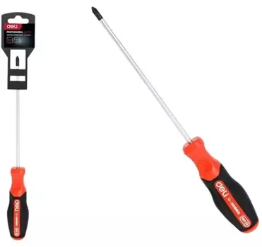 Отвертка крестовая Deli DL3456 PH1x75мм сталь S2, матовый стержень, двухкомпонентная прорезиненная рукоять