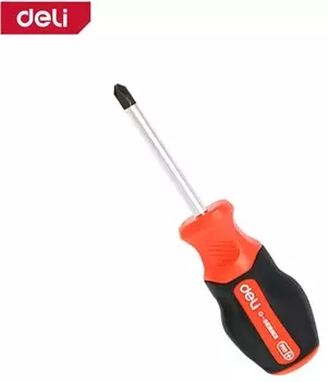 Отвертка крестовая Deli DL3459 PH2x38мм сталь S2, матовый стержень, двухкомпонентная прорезиненная рукоять