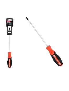 Отвертка крестовая Deli DL3463 PH2x200мм сталь S2, матовый стержень, двухкомпонентная прорезиненная рукоять