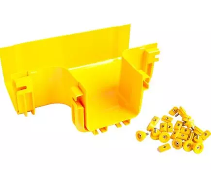 Отвод Т-образный Lanmaster LAN-OT600-ET/NC Т-соединитель оптического лотка 600 мм, монтаж без соединителей, желтый