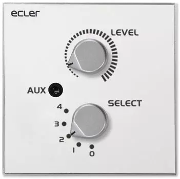 Панель Ecler WPaVOL-SR-J настенная управления громкостью и выбором источника с входом стереоаудио miniJack 3,5 мм