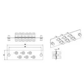 Панель Hyperline FO-FPM-W120H32-6ST-SM для FO-19BX с 6 ST адаптерами, 6 волокон, одномод, 120x32 мм