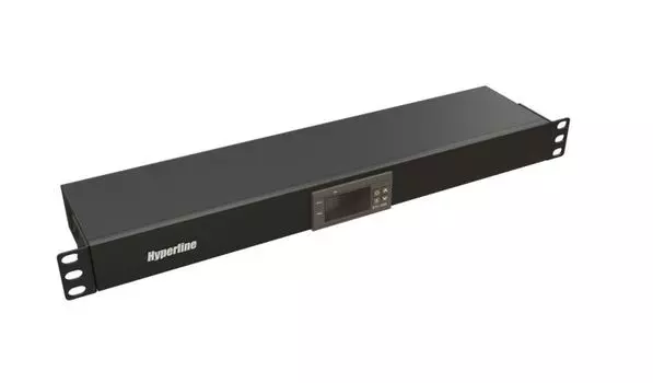 Панель Hyperline TMP-230V/2w-RAL7035 микропроцессорная контрольная панель,1U, для шкафов 19'', подключение до двух устройств, датчик температуры, кабе