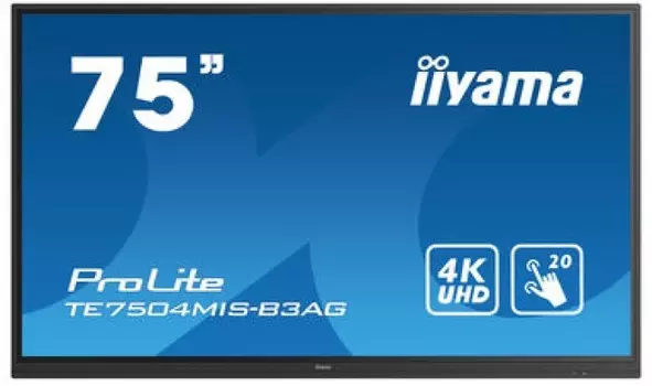 Панель LCD 75' Iiyama TE7504MIS-B3AG iiWare9, 20-Points PureTouch-IR Screen, 3840x2160, 4K UHD IPS panel, Full Metal Housing, Fan-less, Speakers