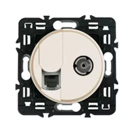 Панель лицевая Legrand 066234 Celiane - для розетки RJ 45 + розетка ТV тип F 067337 + 067382, слоновая кость