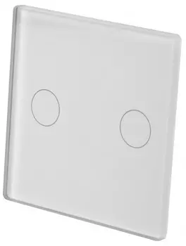 Панель стеклянная Sibling Powerpanel-2PGW выключателя в рамку, 2кл белая