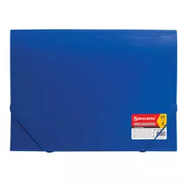 Папка BRAUBERG BUSINESS 224144 на резинках, А4, 6 отделений, пластиковый индекс, синяя, 0,5 мм