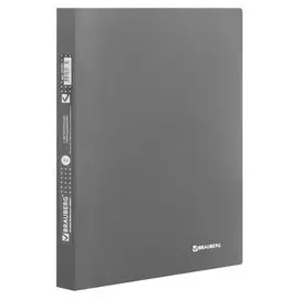 Папка BRAUBERG Диагональ BRAUBERG 221353 с металлическим скоросшивателем и внутренним карманом, серебристая, до 100 листов, 0,6 мм