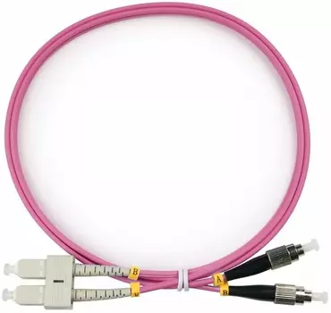 Кабель патч-корд волоконно-оптический Cabeus FOP-50-OM4-SC-FC-1m duplex, SC-FC 50/125 mm OM4, 1м, LSZH