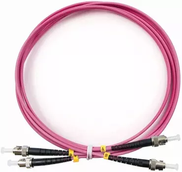 Кабель патч-корд волоконно-оптический Cabeus FOP-50-OM4-ST-ST-1m duplex, ST-ST 50/125 mm OM4, 1м, LSZH