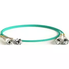 Патч-корд волоконно-оптический Hyperline FC-D2-503-ST/PR-ST/PR-H-1M-LSZH-AQ (шнур) MM 50/125(OM3), ST-ST, 2.0 мм, duplex, LSZH, 1 м