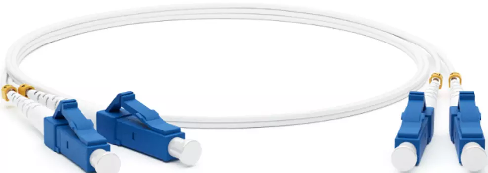 Патч-корд волоконно-оптический Hyperline FC-D2-9A1-LC/UR-LC/UR-H-1M-LSZH-WH (шнур) SM 9/125 (G.657), LC/UPC-LC/UPC, 2.0 мм, duplex, LSZH, 1м
