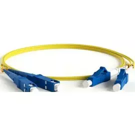 Патч-корд волоконно-оптический Hyperline FC-D2-9-LC/UR-SC/UR-H-7M-LSZH-YL (шнур) SM 9/125 (OS2), LC/UPC-SC/UPC, 2.0 мм, duplex, LSZH, 7 м