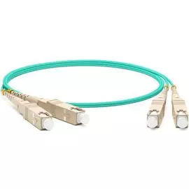 Патч-корд волоконно-оптический Hyperline FC-D3-504-SC/PR-SC/PR-H-2M-LSZH-AQ (шнур) MM 50/125(OM4), SC-SC, duplex, 10G/40G, LSZH, 2 м