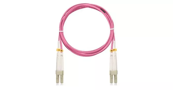 Патч-корд волоконно-оптический NIKOMAX NMF-PC2M4C2-LCU-LCU-005 duplex LC/UPC-LC/UPC, MM 50/125мкм, стандарта ОM4 LSZH нг(A)-HFLTx, 2мм, маджента, 5м
