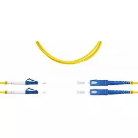 Патч-корд волоконно-оптический TELCORD ШОС-2x3.0-2LC/U-2SC/U-SM-2м-LSZH-YL duplex LC/UPC-SC/UPC, SM 9/125 (G652D), 3.0 мм, LSZH, 2м
