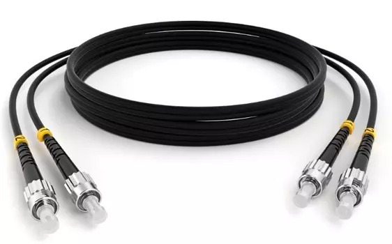 Патч-корд волоконно-оптический TELCORD ШОС-2x3.0-2ST/U-2ST/U-MM50-5м-LSZH-BK duplex ST/UPC-ST/UPC, M