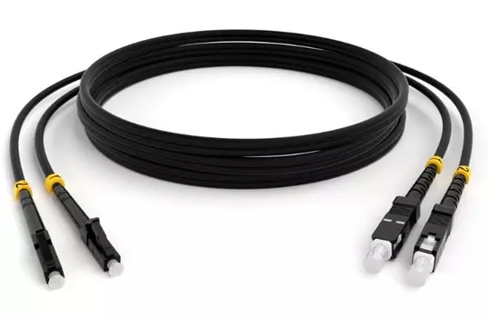Патч-корд волоконно-оптический TELCORD ШОС-2x3.0-2LC/U-2SC/U-MM50-5м-LSZH-BK duplex LC/UPC-SC/UPC, MM 50/125 (OM2), 3.0 мм, LSZH, 5м