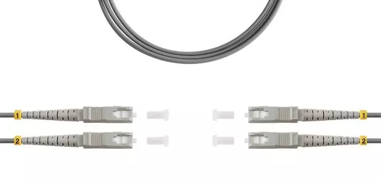 Патч-корд волоконно-оптический TELCORD ШОС-2x3.0-2SC/U-2SC/U-MM62-30м-LSZH-GY duplex SC/UPC-SC/UPC, MM 62,5/125 (OM1), 3.0 мм, LSZH, 30м