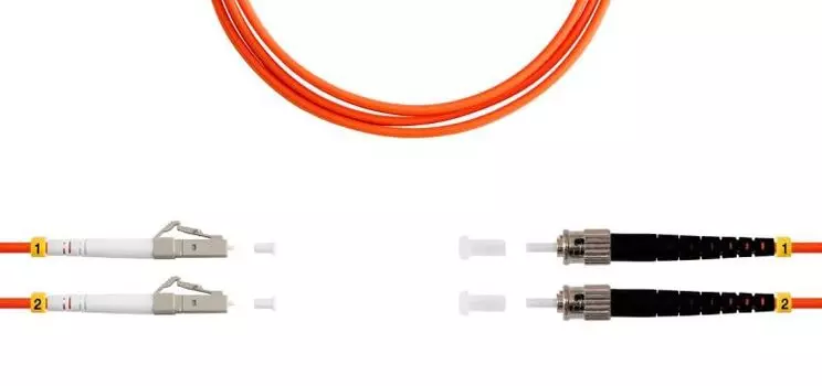 Патч-корд волоконно-оптический TELCORD ШОС-2x3.0-2LC/U-2ST/U-MM50-1м-LSZH-OR duplex LC/UPC-ST/UPC, MM 50/125 (OM2), 3.0 мм, LSZH, 1м