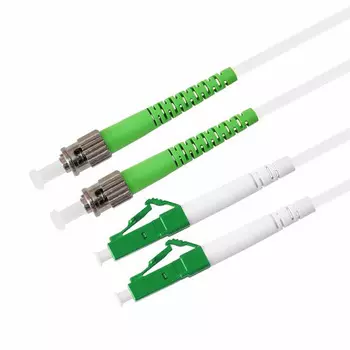 Патч-корд волоконно-оптический TELCORD ШОС-2x3.0-2LC/A-2ST/A-SM(A1)-3м-LSZH-WH duplex LC/APC-ST/APC,