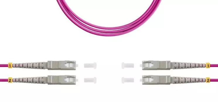 Патч-корд волоконно-оптический TELCORD ШОС-2x3.0-2SC/U-2SC/U-MM504-0.5м-LSZH-MG duplex SC/UPC-SC/UPC, MM 50/125 (OM4), 3.0 мм, LSZH, 0.5м