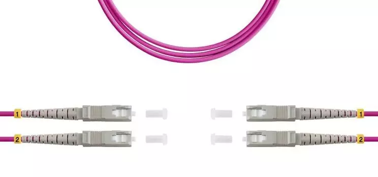 Патч-корд волоконно-оптический TELCORD ШОС-2x3.0-2SC/U-2SC/U-MM504-1м-LSZH-MG duplex SC/UPC-SC/UPC,