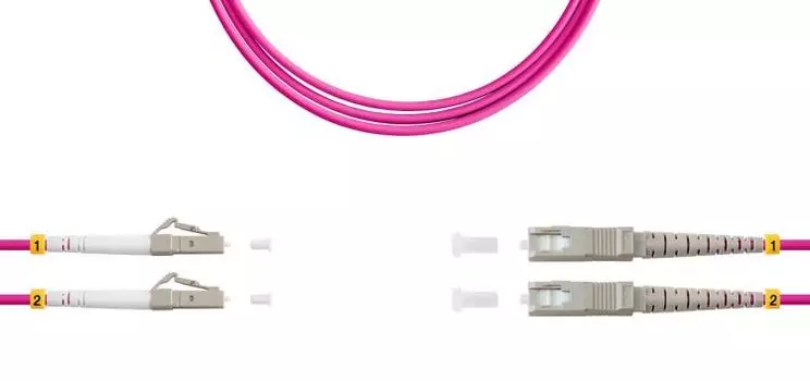 Патч-корд волоконно-оптический TELCORD ШОС-2x3.0-2LC/U-2SC/U-MM504-200м-LSZH-MG duplex LC/UPC-SC/UPC