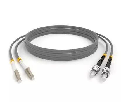 Патч-корд волоконно-оптический TELCORD ШОС-2x3.0-2LC/U-2ST/U-MM62-2м-LSZH-GY duplex LC/UPC-ST/UPC, M