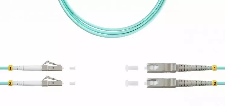 Патч-корд волоконно-оптический TELCORD ШОС-2x3.0-2LC/U-2SC/U-MM503-30м-LSZH-AQ duplex LC/UPC-SC/UPC,