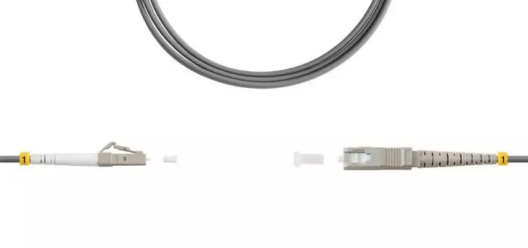 Патч-корд волоконно-оптический TELCORD ШОС-3.0-LC/U-SC/U-MM62-20м-LSZH-GY simplex LC/UPC-SC/UPC, MM