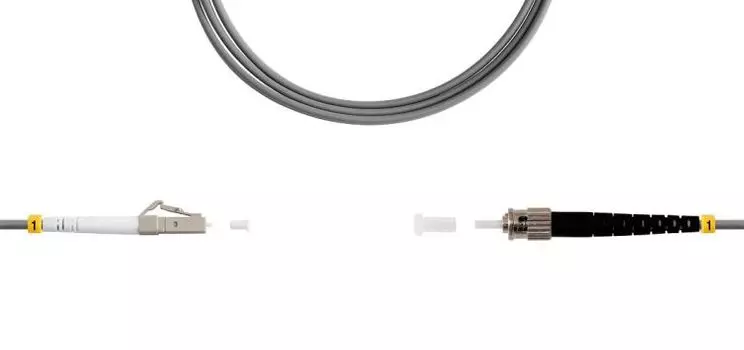 Патч-корд волоконно-оптический TELCORD ШОС-3.0-LC/U-ST/U-MM62-10м-LSZH-GY simplex LC/UPC-ST/UPC, MM