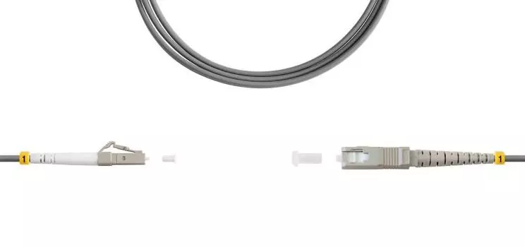 Патч-корд волоконно-оптический TELCORD ШОС-3.0-LC/U-SC/U-MM62-50м-LSZH-GY simplex LC/UPC-SC/UPC, MM