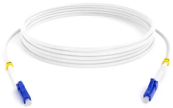 Патч-корд волоконно-оптический TELCORD ШОС-ARM-3.0-LC/U-LC/U-SM(A1)-150м-LSZH-WH армированный simplex LC/UPC-LC/UPC, SM 9/125 (G657A1), 3.0 мм, LSZH,