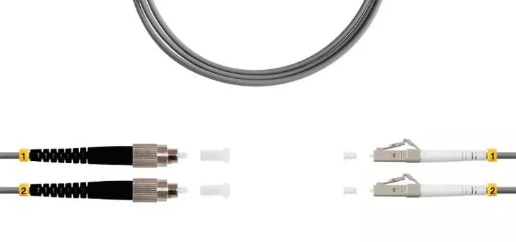 Патч-корд волоконно-оптический TELCORD ШОС-ARM-2x3.0-2FC/U-2LC/U-MM62-4м-LSZH-GY армированный duplex