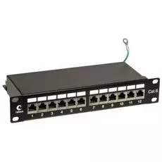 Патч-панель Cabeus PL-12-Cat.6 10"-SH-Krone IDC 10", установочный размер 236 мм, 12 портов RJ-45 полностью экранированная, категория 6, Krone IDC