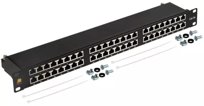 Патч-панель Lanmaster LAN-PPC48S5E 19" высокой плотности, 48 портов RJ45, экранированная, кат.5E, 1U